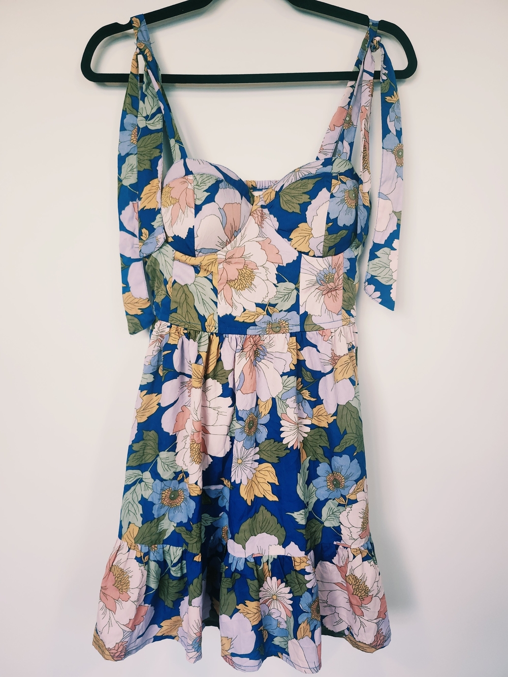Band Of The FREE Floral Tie-Shoulder Sundress in Blue & Pastel M